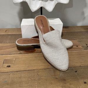 Casual neutral mules - 8.5 - White with dark mini pinstripes